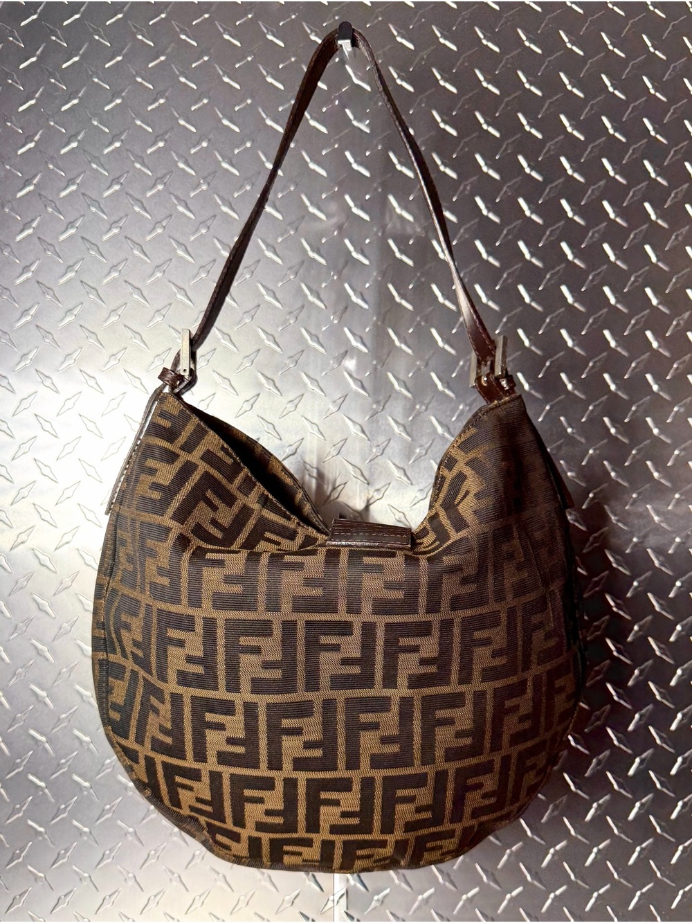 Fendi Vintage Zucca Baguette Hobo Bag in Brown - Picture 2 of 6